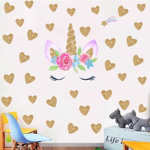 Vivid Cartoon unicorn love wall sticker background wall living room bedroom home decor wall stickers for kids rooms