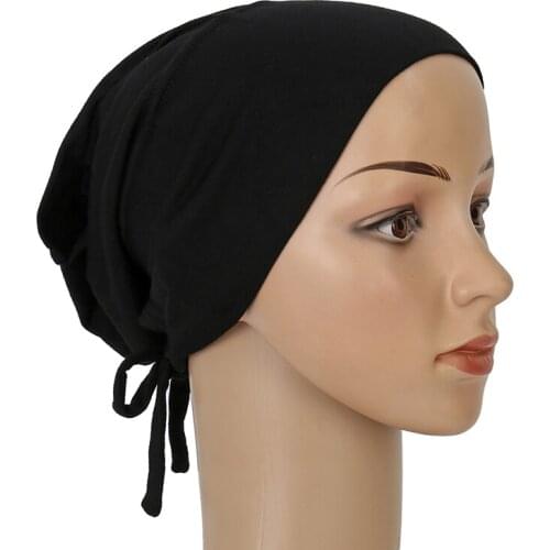 Womens Adjustable Under Cap for Hijab High Quality Muslim Inner Caps with Tie Band Solid Color Islamic Underscarf