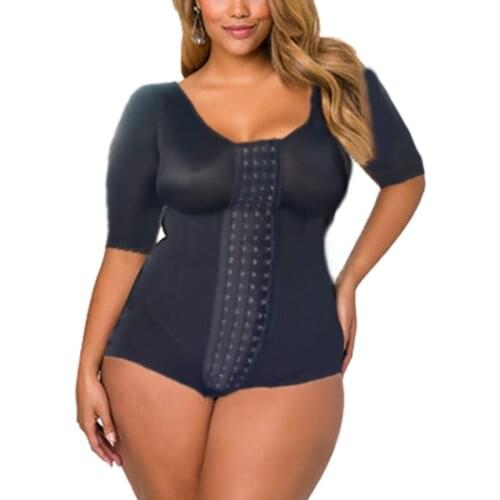 WomenS Shapewear Hook And Eye Closure Breast Support Tummy Control Long Sleeve Triangle Bodysuit Bodyshaper
