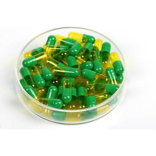 0# 5,000pcs! green-translucent yellow colored hard gelatin empty capsule size 0(,joined or seperated capsules size 0)