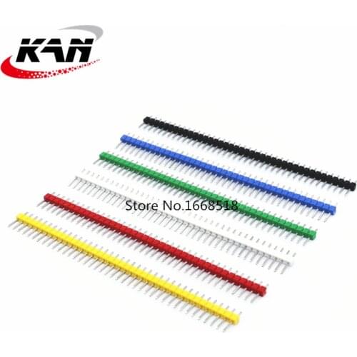 10PCS 40Pin 1x40P Male Breakable Pin Header Strip 2.54mm Long Blue Red White Green Yellow Connector 5 Colors Hot Sale