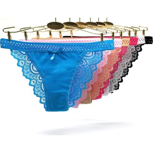 12 Pcs a Lot Women Underwear Lingerie Femme Hollow Out Lace Bragas Mujer Cotton Panties Sexy Transparent Briefs Women Intimates