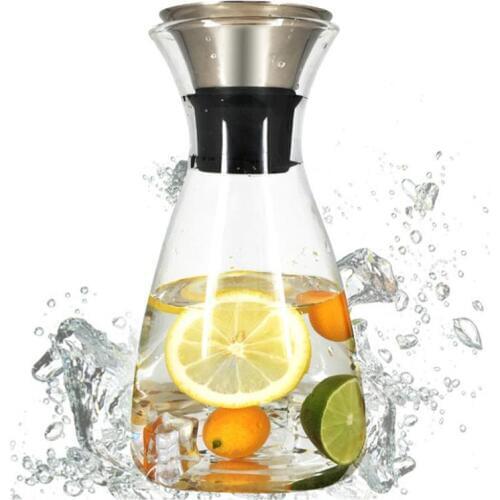 1500ml Transparent Glass Water Jug Kettle Heat Resistant Carafe Juice Tea Pot Pitcher with Stainless Steel Filter