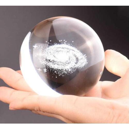 3D Laser Engraved Crystal Galactic Miniature Sculpture Ball Decoration Astronomy Sphere Glass Ornament Gifts Ball