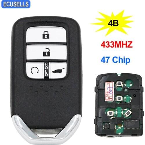 4 Button Smart Remote Car Key Fob 433MHz 47 Chip for Honda URV CRV 2017 2018 with Uncut Blade