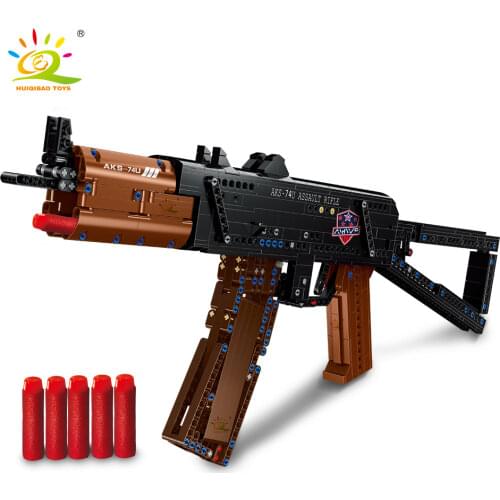 HUIQIBAO 881PCS AKS-74U Assault Technical building blocks Rifle model Signal Gun Game toy Bricks set City Toys For Children boy