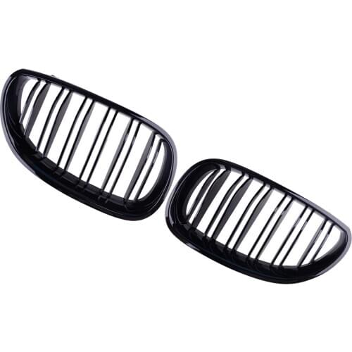 Car Gloss Black Front Bumper Sport Kidney Grill Grille Double Twin Slat Fit For BMW E60 E61 M5 2003-2006 2007 2008 2009 2010