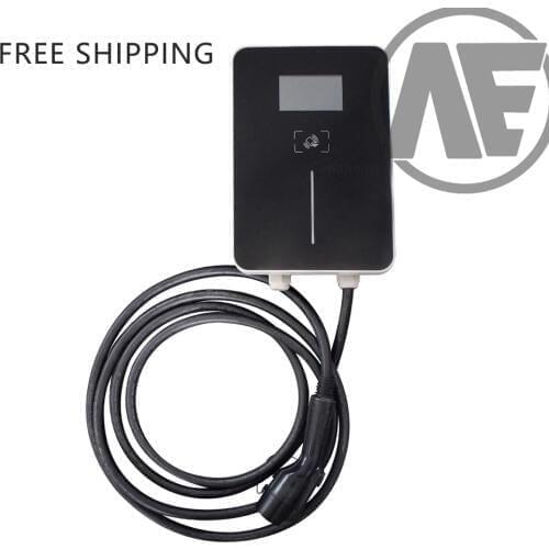 FREE SHIPPING AE Anaheim j1772 car charger ev Level 2 /AC 220-280V 32A plug charger with EU Wall-mounted card lock power supply