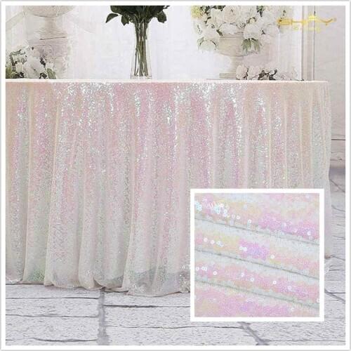 ShinyBeauty 330cm Sequin Tablecloth Changed White Sequin Round Table Cloth For Wedding Party-R