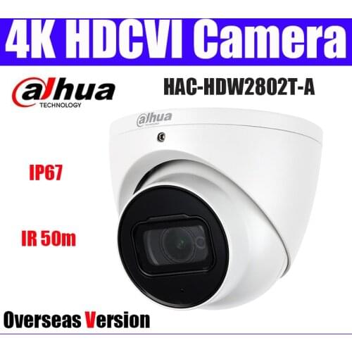 Dahua HAC-HDW2802T-A 8MP HDCVI Analog CCTV Camera IP67 IR50m Starlight HDCVI Dome Camera