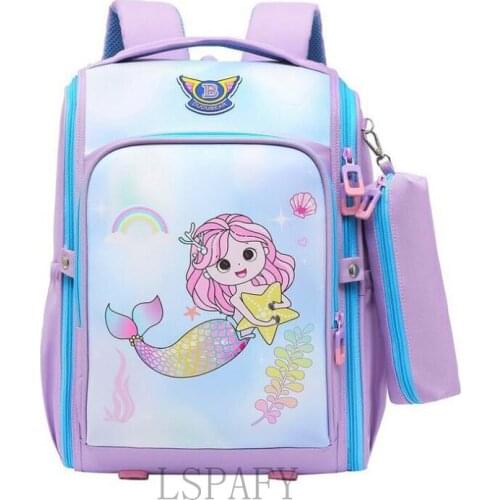 Mermaid Children Backpack Orthopedic Schoolbags For Primary Boys Girls Lightweight Nylon Kids Waterproof School Bags Backpacks