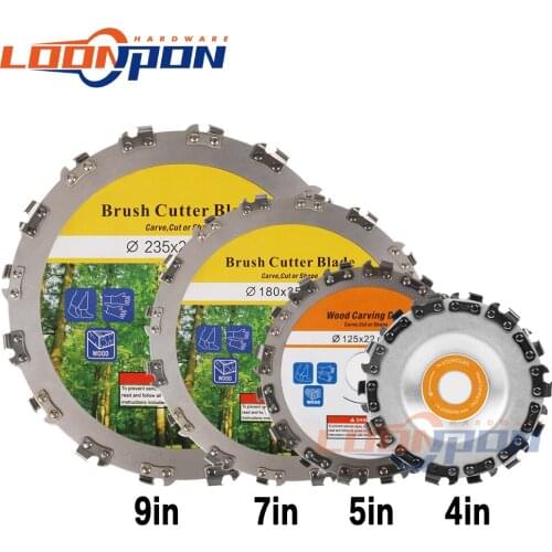 100/125/180/230mm Wood Carving Disc Angle Grinder Chain Disc 14/16/20Teeth For Wood Plastic Hard Rubber Cutting Disc 1pc