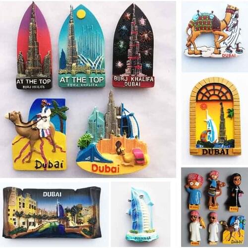 Dubai Tourist Souvenirs Fridge Magnets Khalifa Tower Saudi Arabia Refrigerator Commemorative Magnet Stickers Home Decoration
