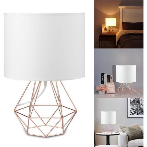 E27 Geometric Table Lamps Decorative Retro Drum Shade Light Bedside Home Lighting for Bedroom Living Room Office Lamp US Plug