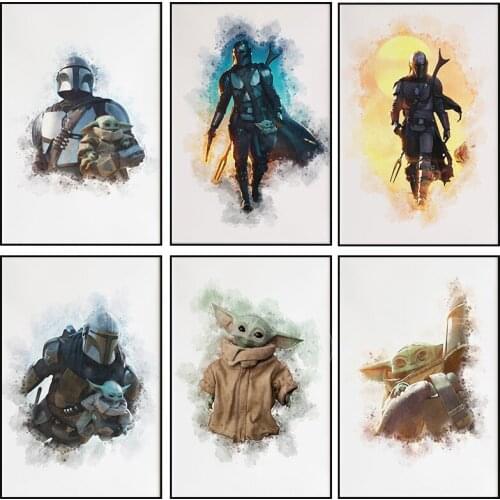 Star Wars Movie Canvas Paintings Disney Anime Mandalorian Posters and Prints Wall Art Picture for Living Kids Room Home Decor