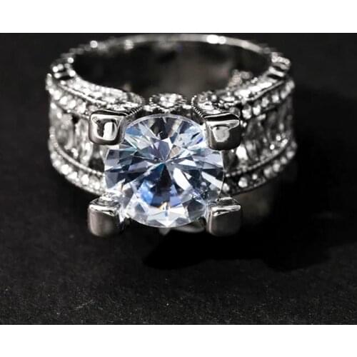 Fashion New Women Sell Hot Palace Style Small Water Droplets Zircon Mosaic White Zircon Ring Fashion Wedding Rings for Women