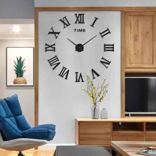 Creative Clock Living Modern Minimalist Wall Sticker Watch Amazon Wall Clock DIY Stereoscopic Roman Large Wall Clock Home Decor