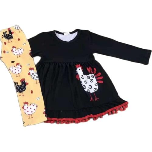 Hot Selling Kids Long Sleeve Halloween Thanksgiving Turkey Print 3pcs and 2pcs Set baby girl outfit