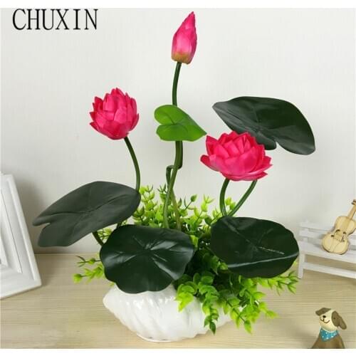 Lotus Leaf Artificial Pu Plants Water Lily Family Party Decorations Balcony Dining Table Living Room Prayer Decoration Flower