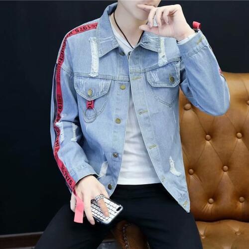 2021 Hot Sale Mens Autumn Winter Casual Vintage Wash Distressed Denim Jacket Coat Top Blouse High Quality Winter Jacket Coat