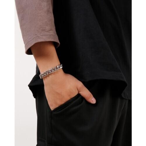 11mm Male Curb Cuban Link Chain Bracelet For Men Jewelry Stainless Steel S Gold Black Mens Link Bracelets 2020