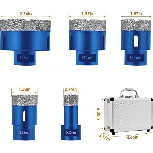 5Pcs/lot Diamond Core Bits Set Drill Bit Perforating Cutting Diameters Used For Drilling Ceramic Tiles Granite Pebbles Marble
