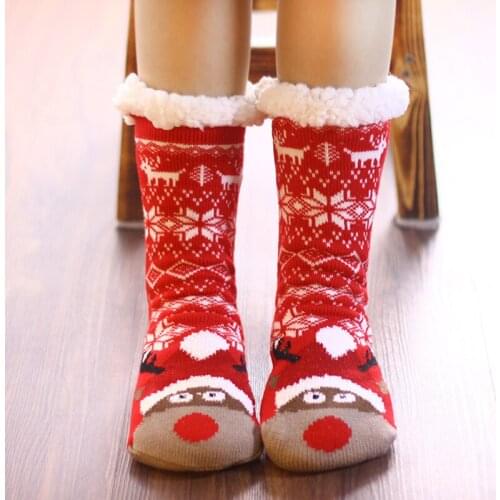 Ousefu cheap Winter Thicken Knitted Plush home Socks Women slippers Non-slip Home Floor Socks Warm Mid-calf House for slipper