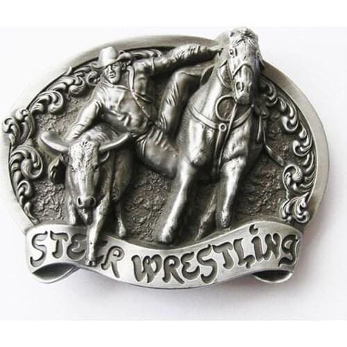 New Vintage Original Rodeo Steer Wrestling Western Belt Buckle Gurtelschnalle Boucle de ceinture