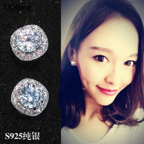 New Arrivals Fashion 925 Sterling Silver Crystal Stud Earrings For Women Jewelry Pendientes Brincos Fashion Jewelry