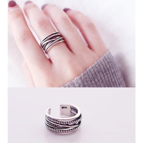 Charming Open Lines Ring for Women Vintage Boho Party Rings Gothic Punk Jewelry Gifts for Girls 2021