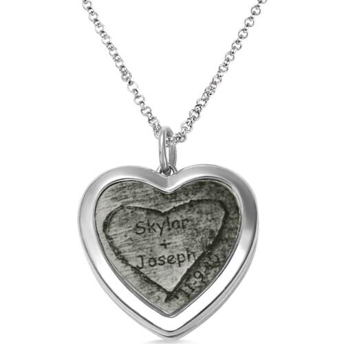 Custom Heart Necklace Personalized Box Surface Engraving Name Date Secret Necklace Women Men Girl Anniversary Birthaday Gifts