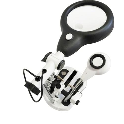 Plug-in multi-lens with LED light auxiliary clip repair HD desktop magnifying glass 4 kinds of magnification 2.5X 10X
