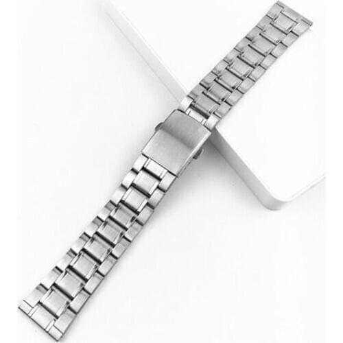 Stainless Steel 12/14/16/18/20/22mm Watch Strap Wrist Bracelet Silver Color Metal Watchband with Folding Clasp for Men Women