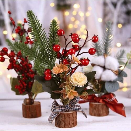 Christmas Ornaments Artificial Pine Branch Flower Christmas Table Decorations New Year Christmas Decorations for Home Navidad