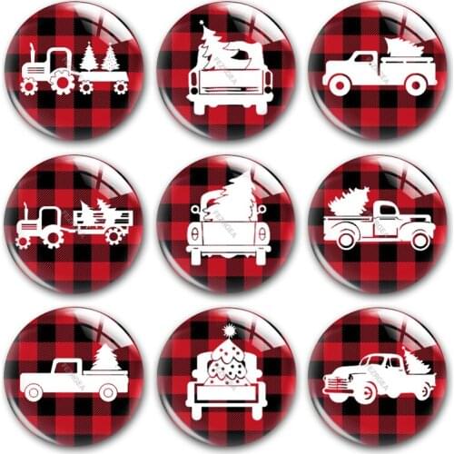 Handmade Christmas Car Pine Tree Decoration Round Photo Glass Cabochons Demo Flat Back DIY Jewlery Making Findings Accessory