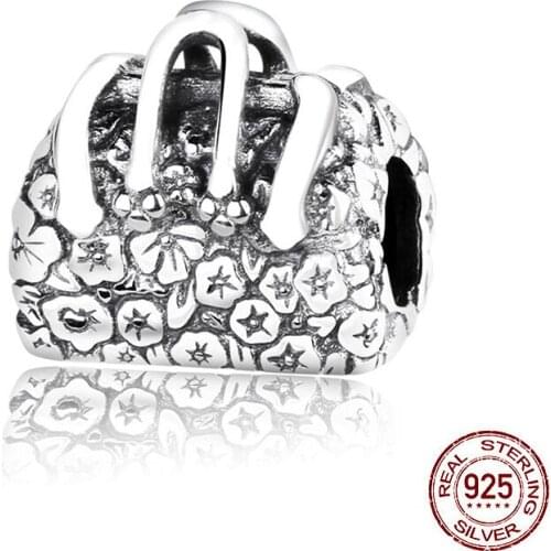 Hot Sale New S925 Sterling Silver Beads Shopping Bag Charm Fit Original Pandora Bracelets Women DIY Jewelry