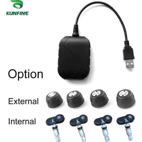 KUNFINE USB Android TPMS Tire Pressure Monitoring System Display Alarm System 5V Android Navigation Car Radio With 4 Sensors