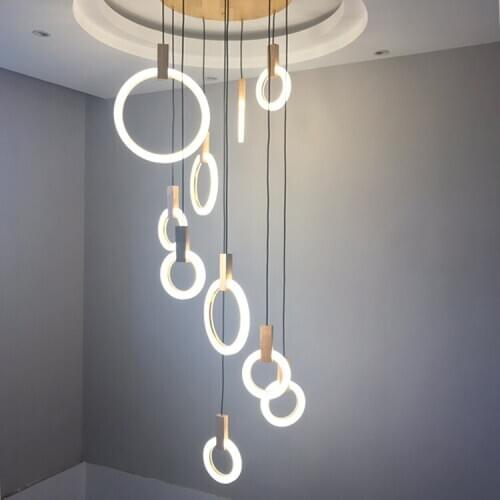 Salon Club Modern LED ring light suspension Luminaire Wood Pendant Lights for Dining Room Bar Stairs Hanging Lamps Pendant Lamps