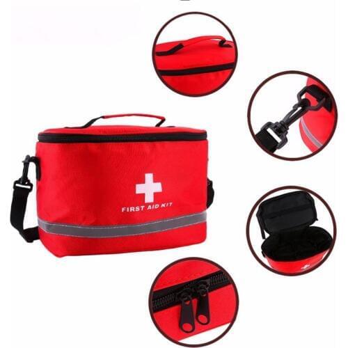 Cylinder Shape First Aid Bag Handheld Emergency Bag Shoulder Survival Kit Red