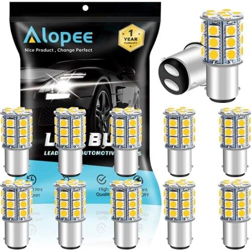 12-Pack BA15D 1142 5050 27 SMD LED Light 12V DC Car Interior RV lighting Camper Turn Signal Tail BackUp Bulbs Warm White 3000k