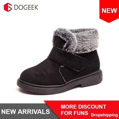 DOGEEK Thick Warm Kids Snow Boots Winter Shoes For Girls Round Toe Plush Non-slip Flat Baby Toddler Shoes Ski Boys Girls Boots
