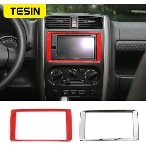 TESIN ABS Car GPS DVD Dashboard Panel Navigation Decoration Frame Cover Stickers for Suzuki Jimny 200011-2017 Car Accessories