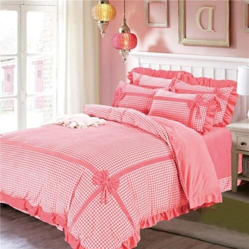 Thickened crystal Velvet Lace Bow Bedding set Queen/King Size 4Pcs Luxury Bed set Duvet Cover Bedsheet Pillowcase