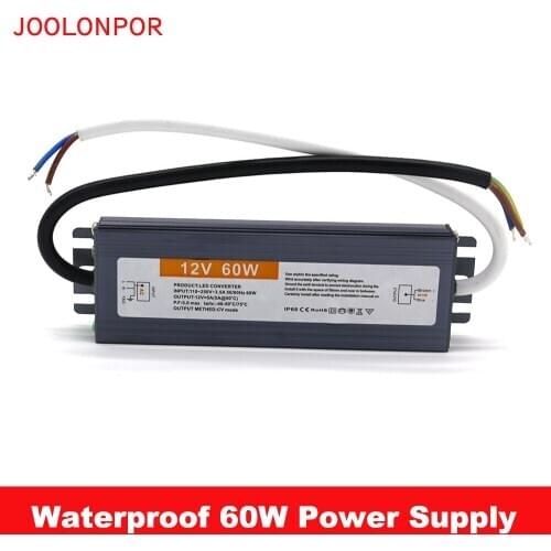 Waterproof IP67 Switching Power Supply Adapter Ac 220V to Dc 12V 5A 60W Electronic LED Driver for Outdoor Lighting
