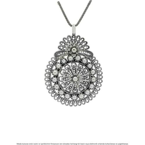 Midyat Silver Filigree Pearl Processing Lady Necklace