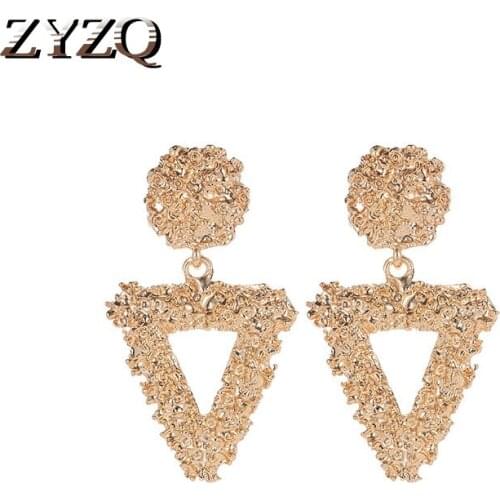 ZYZQ Geometric Fashion Triangle Earrings Euro Punk Style Women Party Accessories Elegant Silver Plated Wholesale Lots&Bulk Hot