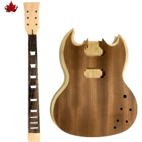 SG-400 2 Dual-coil Pickups Unfinished DIY Mahogany Body Electric Guitar Body and neck