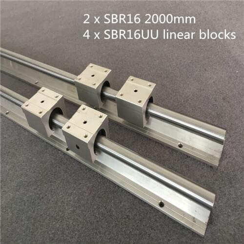 2set SBR16 2000mm support rail linear guide + 4pcs SBR16UU linear blocks beairng for CNC linear rail