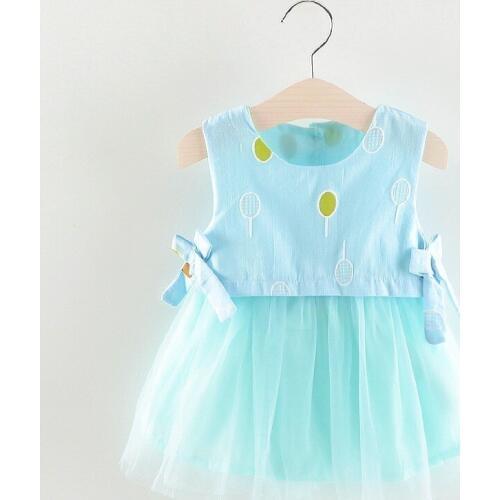 2019 Summer Newborn Baby Girl Party Dress Korean Sleeveless Mesh Splice Tutu Kids Dresses For Girls Infant Dress Kids Clothing