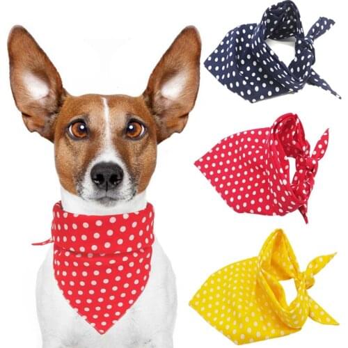 2020 Summer Dog Bandanas Cotton Dots Washable Pet Bandanas Scarf Bow Ties Collar Neckerchief Cat Pet Grooming Accessories